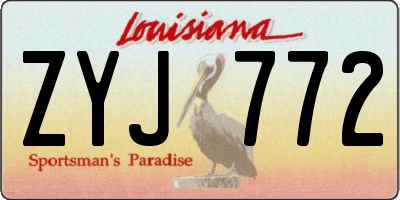 LA license plate ZYJ772