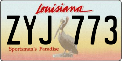 LA license plate ZYJ773
