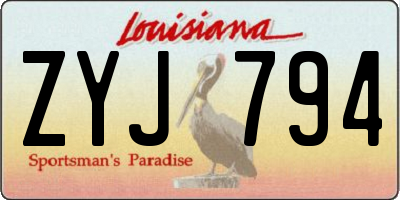 LA license plate ZYJ794