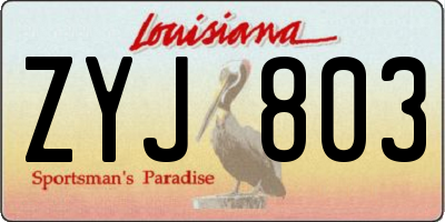 LA license plate ZYJ803