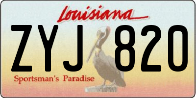 LA license plate ZYJ820