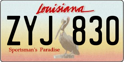 LA license plate ZYJ830