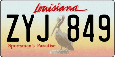 LA license plate ZYJ849