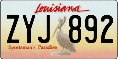 LA license plate ZYJ892
