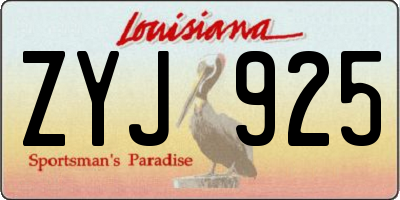 LA license plate ZYJ925