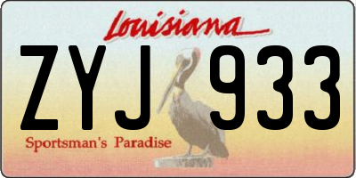 LA license plate ZYJ933