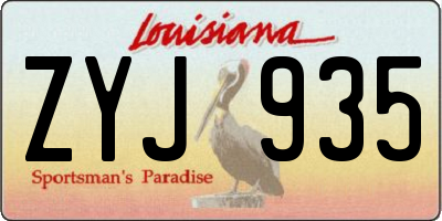 LA license plate ZYJ935