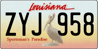 LA license plate ZYJ958