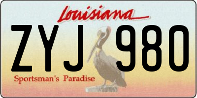 LA license plate ZYJ980