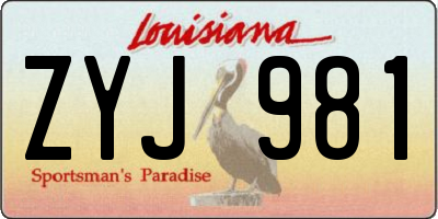 LA license plate ZYJ981