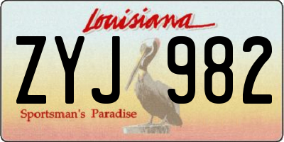 LA license plate ZYJ982