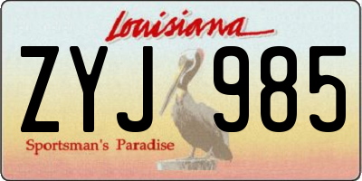 LA license plate ZYJ985