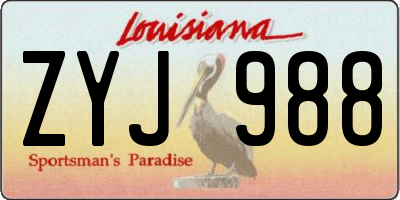 LA license plate ZYJ988