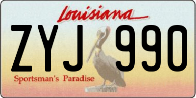 LA license plate ZYJ990
