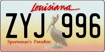 LA license plate ZYJ996