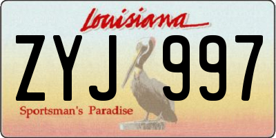 LA license plate ZYJ997