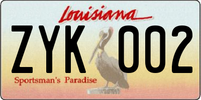 LA license plate ZYK002