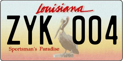 LA license plate ZYK004