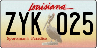 LA license plate ZYK025