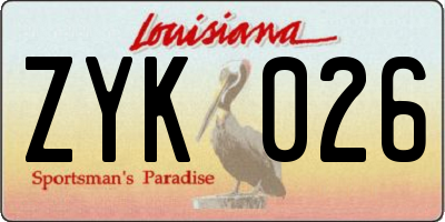 LA license plate ZYK026