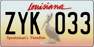 LA license plate ZYK033