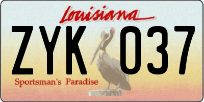 LA license plate ZYK037