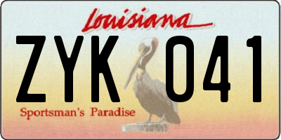 LA license plate ZYK041