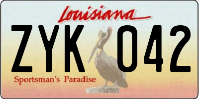 LA license plate ZYK042