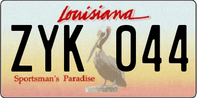 LA license plate ZYK044