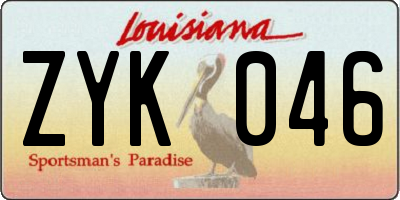 LA license plate ZYK046