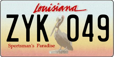 LA license plate ZYK049