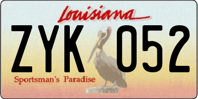 LA license plate ZYK052