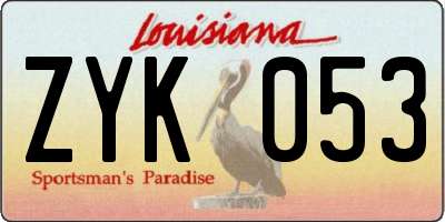 LA license plate ZYK053