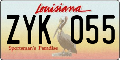 LA license plate ZYK055