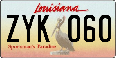 LA license plate ZYK060