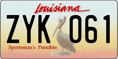 LA license plate ZYK061