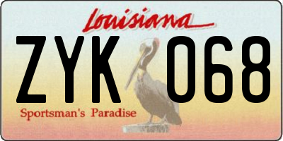 LA license plate ZYK068