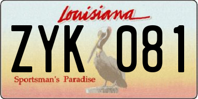 LA license plate ZYK081