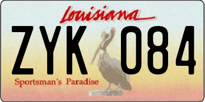 LA license plate ZYK084