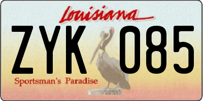 LA license plate ZYK085