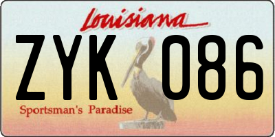 LA license plate ZYK086