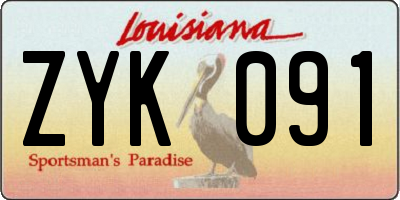 LA license plate ZYK091