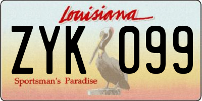 LA license plate ZYK099