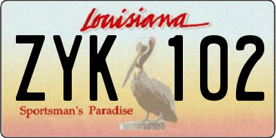 LA license plate ZYK102