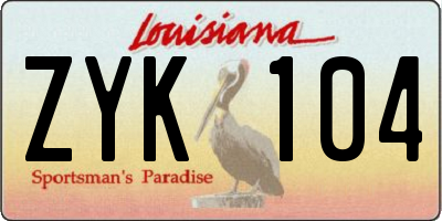 LA license plate ZYK104