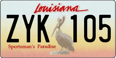 LA license plate ZYK105