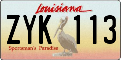 LA license plate ZYK113