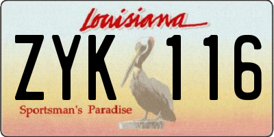 LA license plate ZYK116