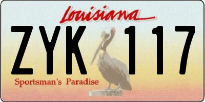 LA license plate ZYK117