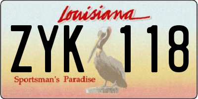 LA license plate ZYK118